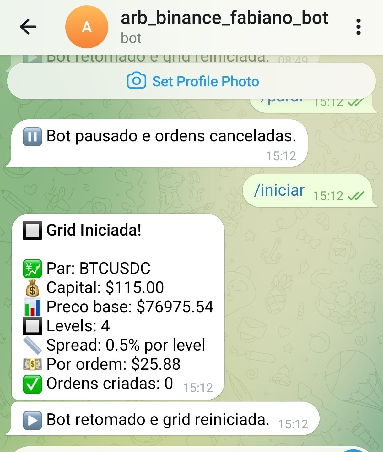 Bot de Investimento Automático Binance — Telegram